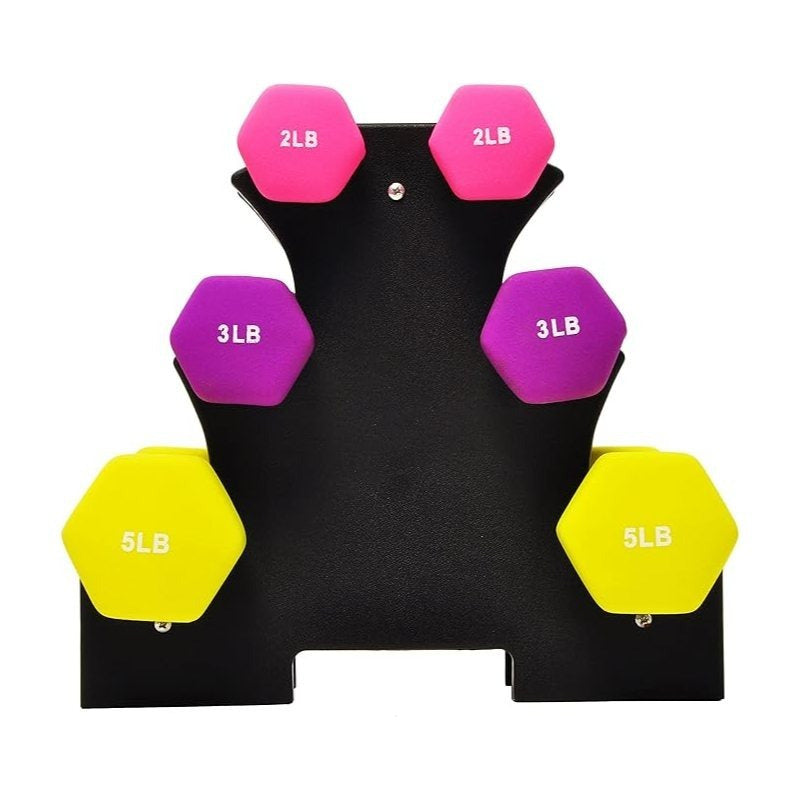 Professional Dumbbell Set with Storage Rack - Neoprene Hex Weights for Home Gym