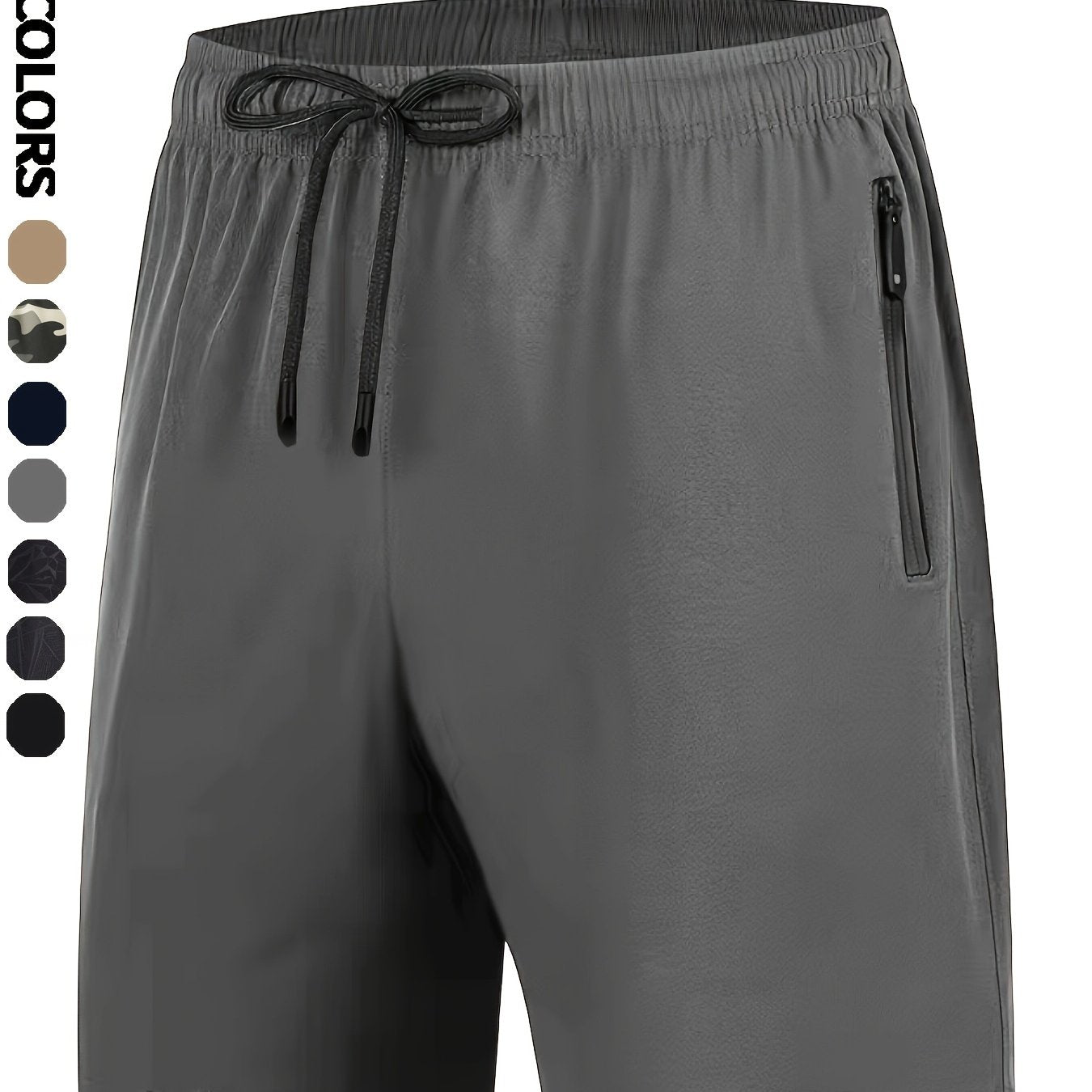 Men's Camo Athletic Shorts - Quick-Dry with Zippered Pockets