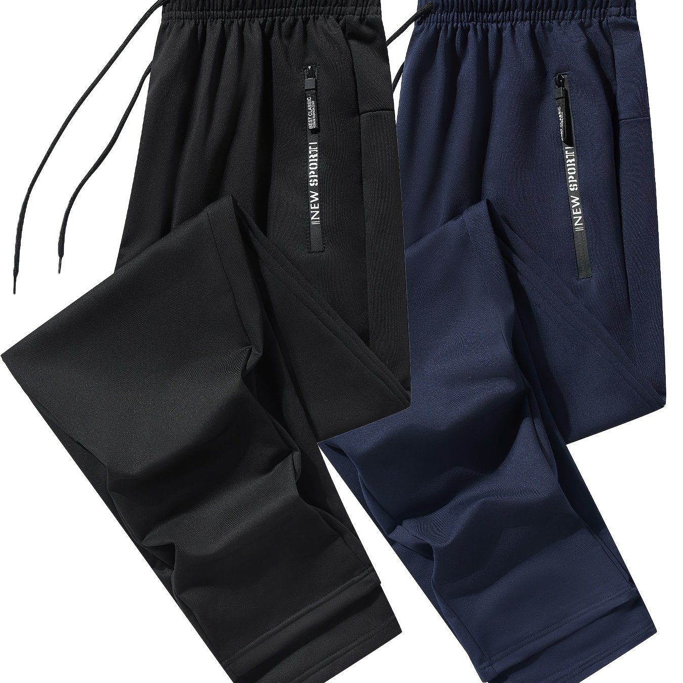 Pantalon de jogging de sport pour homme - Lot de 2 pantalons de survêtement avec poches zippées