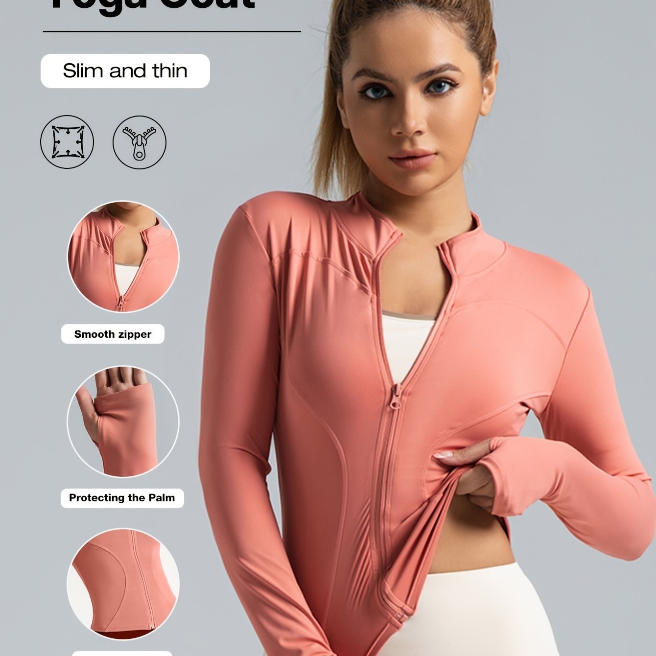 Veste de yoga performante pour femme - Vêtements de sport à fermeture éclair intégrale