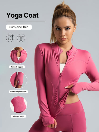 Veste de yoga performante pour femme - Vêtements de sport à fermeture éclair intégrale