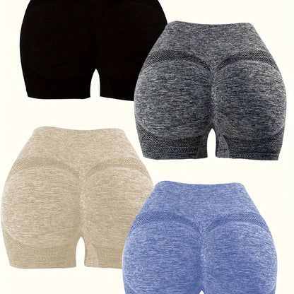Lot de 4 shorts de sport froncés pour femmes - Shorts de yoga et de fitness respirants