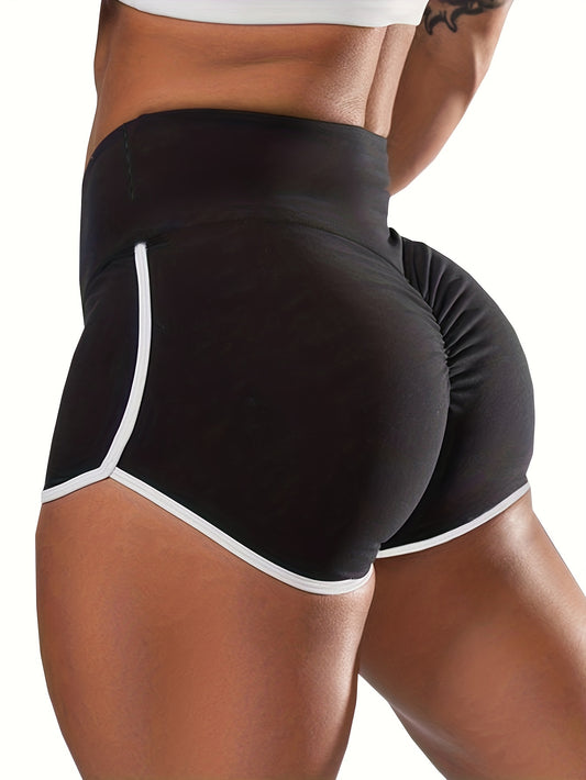 Short de sport froncé à bordure contrastée pour femme - Short de sport à bordures contrastées