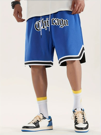 Short de sport pour homme - Short de sport à cordon de serrage imprimé Chicago