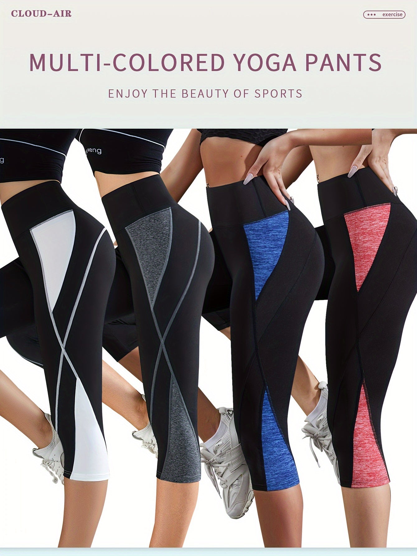 Women's High Waist Flare Leg Leggings 4-Pack - Color Block Yoga Pants