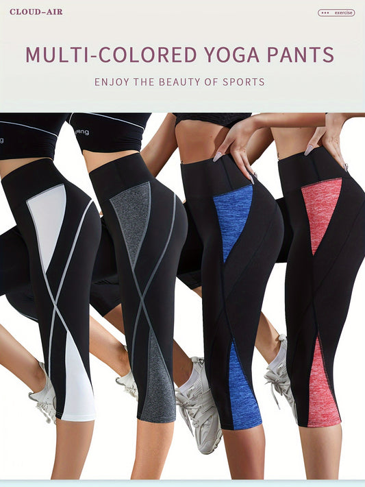 Leggings taille haute évasés pour femme, lot de 4 - Pantalon de yoga color block