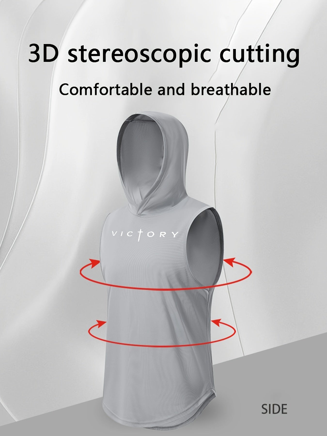 Débardeur de sport pour homme - Gilet de gym à capuche imprimé victoire