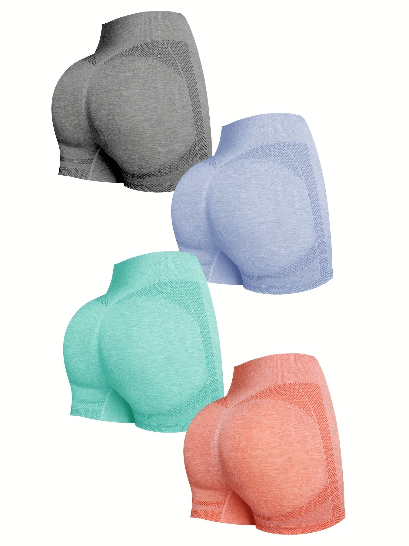 Lot de 4 shorts de sport froncés pour femmes - Shorts de yoga et de fitness respirants