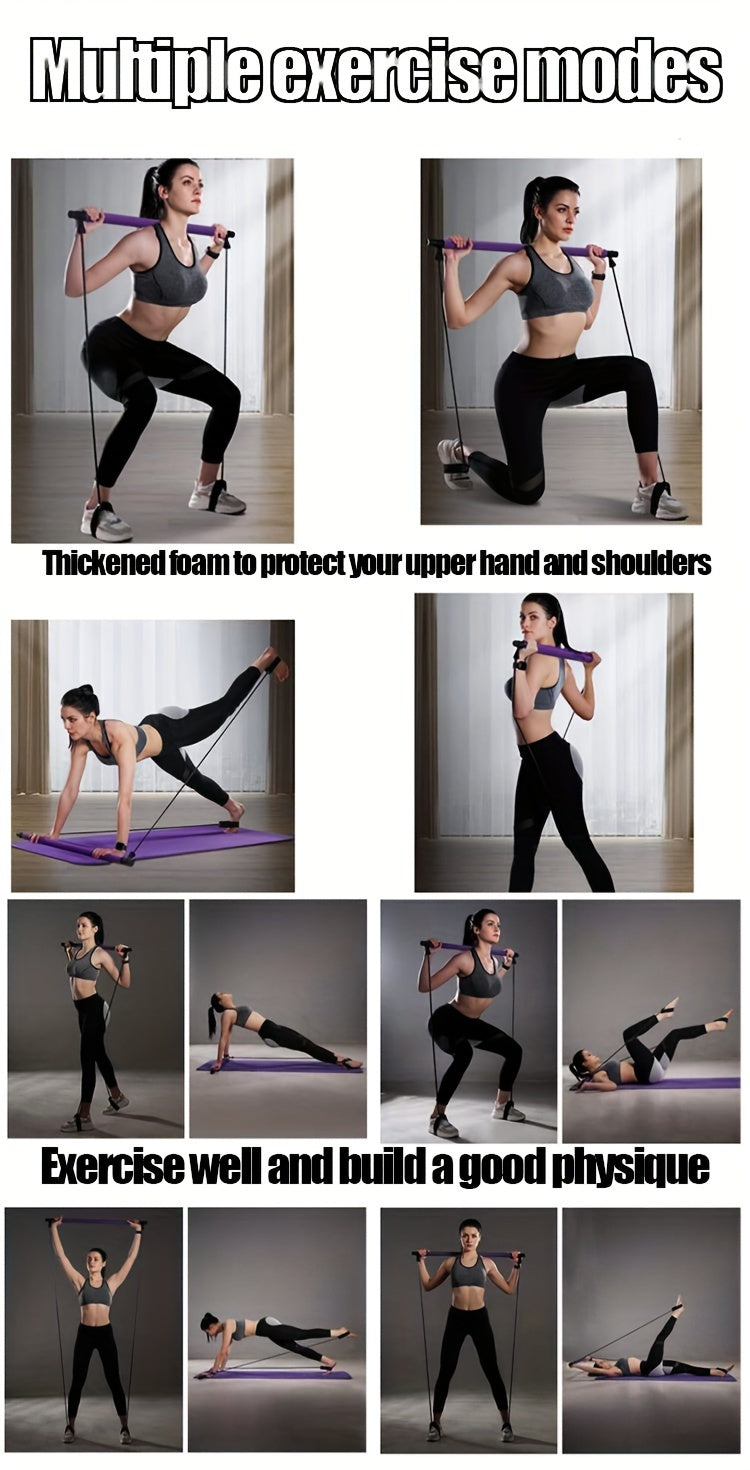 Pilates-Stange mit Widerstandsbändern – Tragbares Heimfitnessgerät