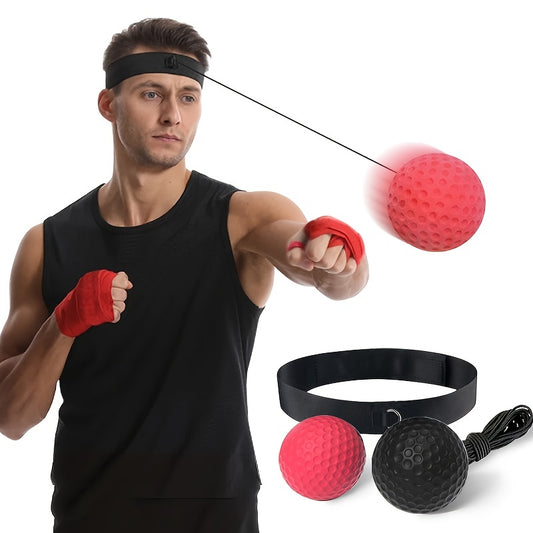 Ensemble de balles réflexes de boxe - Bandeau ajustable avec bandes pour les mains