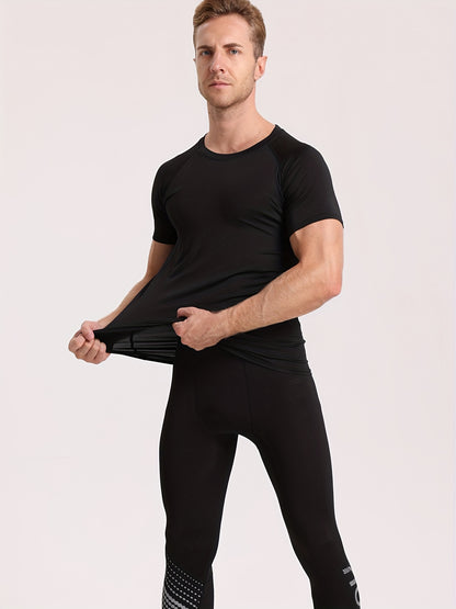 Men's High-Elasticity Athletic Muscle Tee - Slim Fit Workout Shirt