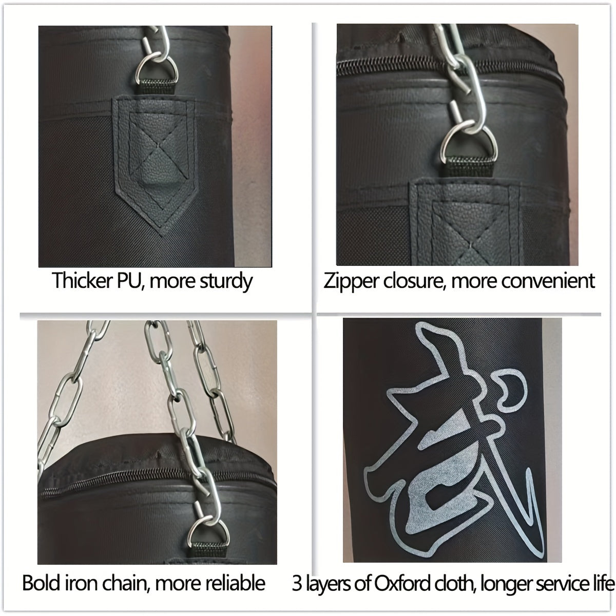 Sac de frappe de boxe ultra-résistant 60 cm - Non rempli, avec chaîne et crochet