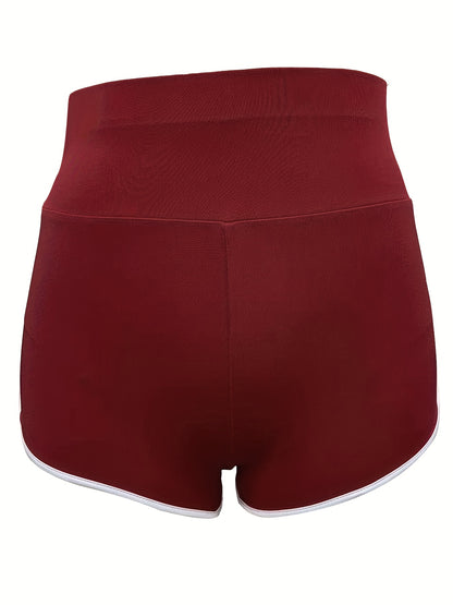 Short de sport froncé à bordure contrastée pour femme - Short de sport à bordures contrastées