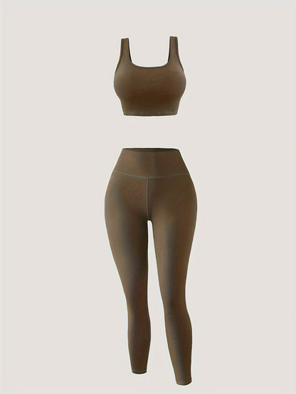 Ensemble de yoga 3 pièces pour femme : legging taille haute, soutien-gorge de sport et débardeur