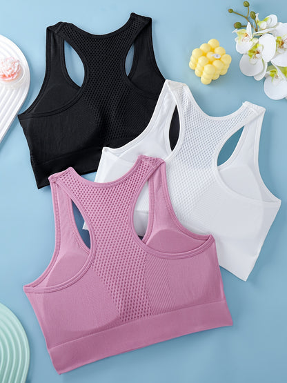 Lot de 3 soutiens-gorge de sport pour femmes - Débardeurs de yoga et de fitness respirants