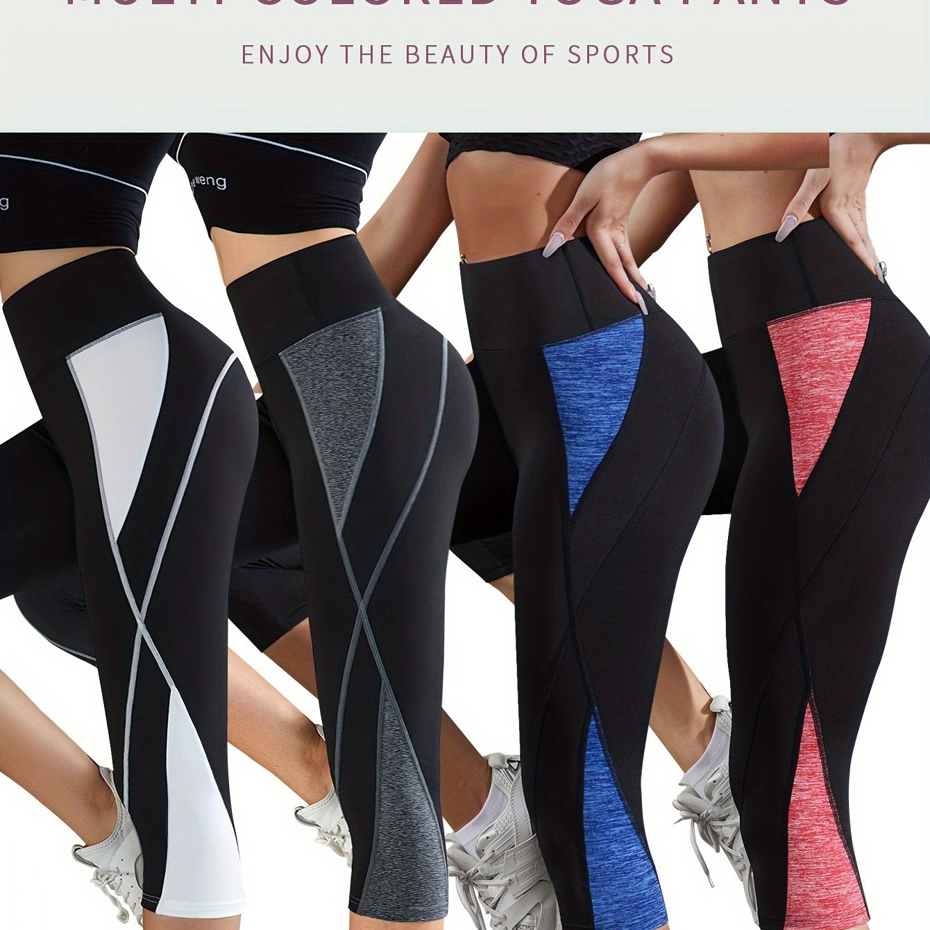 Women's High Waist Flare Leg Leggings 4-Pack - Color Block Yoga Pants