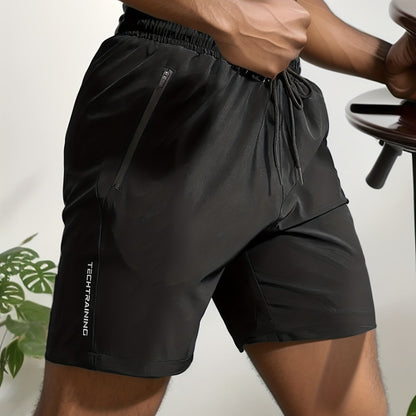 Short de sport performant pour homme - Short de gym stretch à séchage rapide avec poches zippées