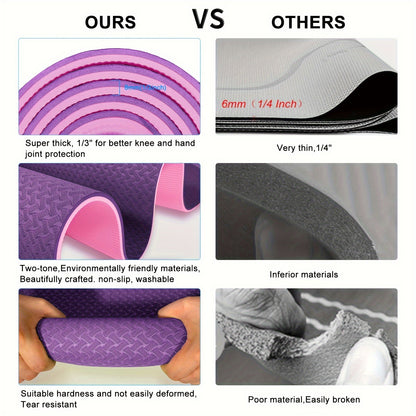 Premium TPE Yogamatte 8 mm – Extra dicke, rutschfeste Trainingsmatte