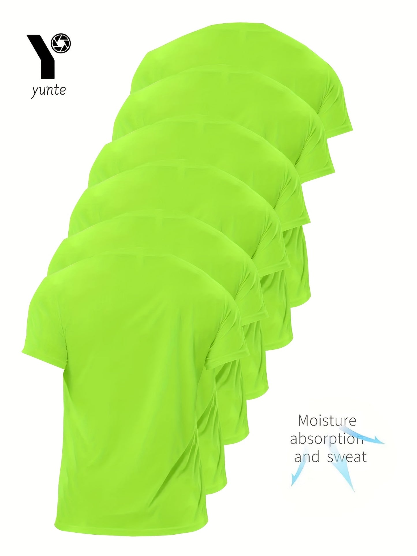 Men's 6-pack Set Of Solid Color Crew Neck And Short Sleeve T-shirt, Quick Dry And Breathable Tees For Men, Lightweight And Comfy Tops For Summer Fitness Training And Gym Wear