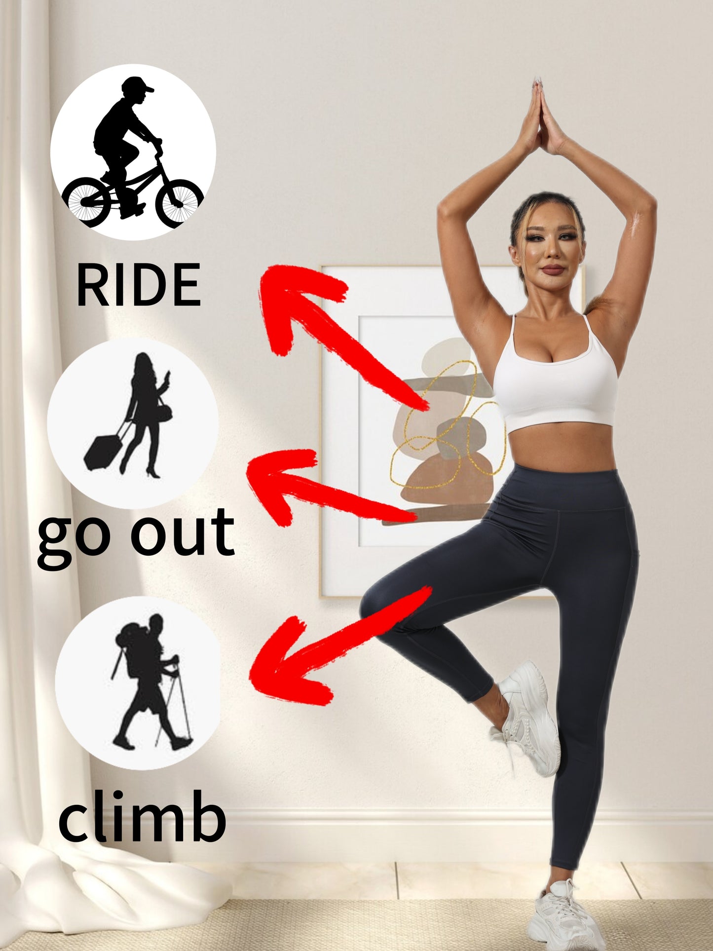 5er-Pack Yoga-Hosen für Damen mit hohem Bund – Leggings mit Bauchkontrolle und Taschen