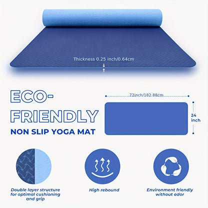 TPE Yoga Mat - Non-Slip Eco-Friendly Exercise Mat with Superior Rebound
