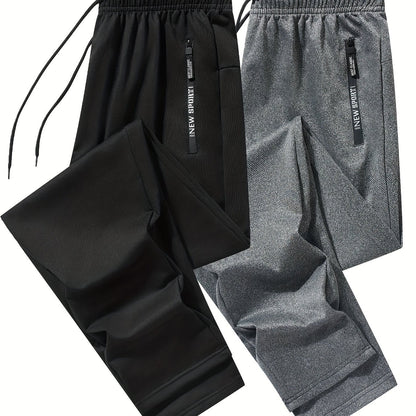 Pantalon de jogging de sport pour homme - Lot de 2 pantalons de survêtement avec poches zippées