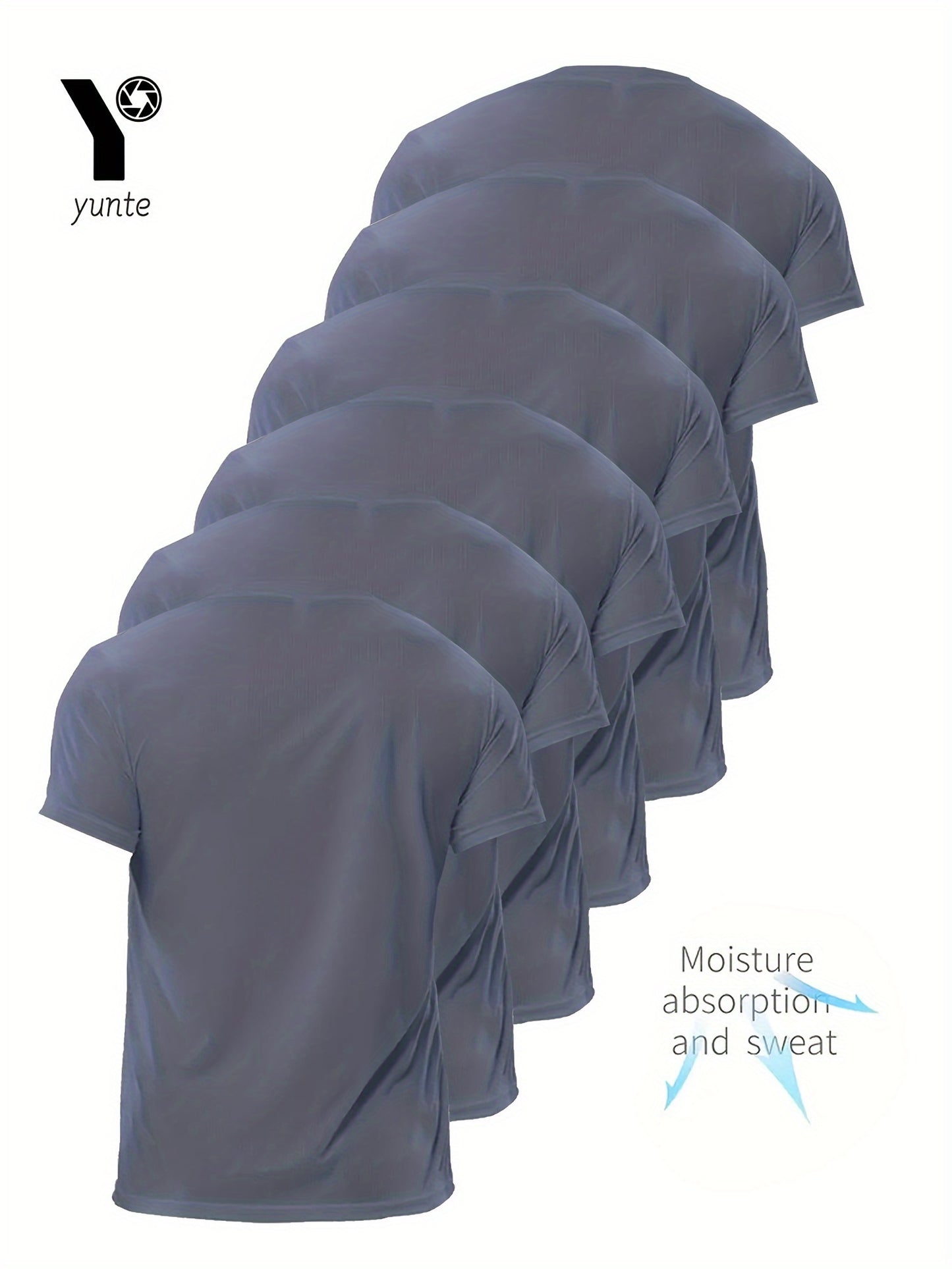 Men's 6-pack Set Of Solid Color Crew Neck And Short Sleeve T-shirt, Quick Dry And Breathable Tees For Men, Lightweight And Comfy Tops For Summer Fitness Training And Gym Wear